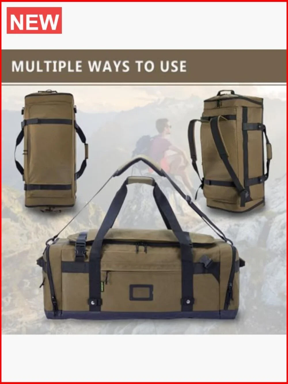 Heavy Duty Tactical Canvas Duffel Bag 80L/103L Travel Gym Carry On